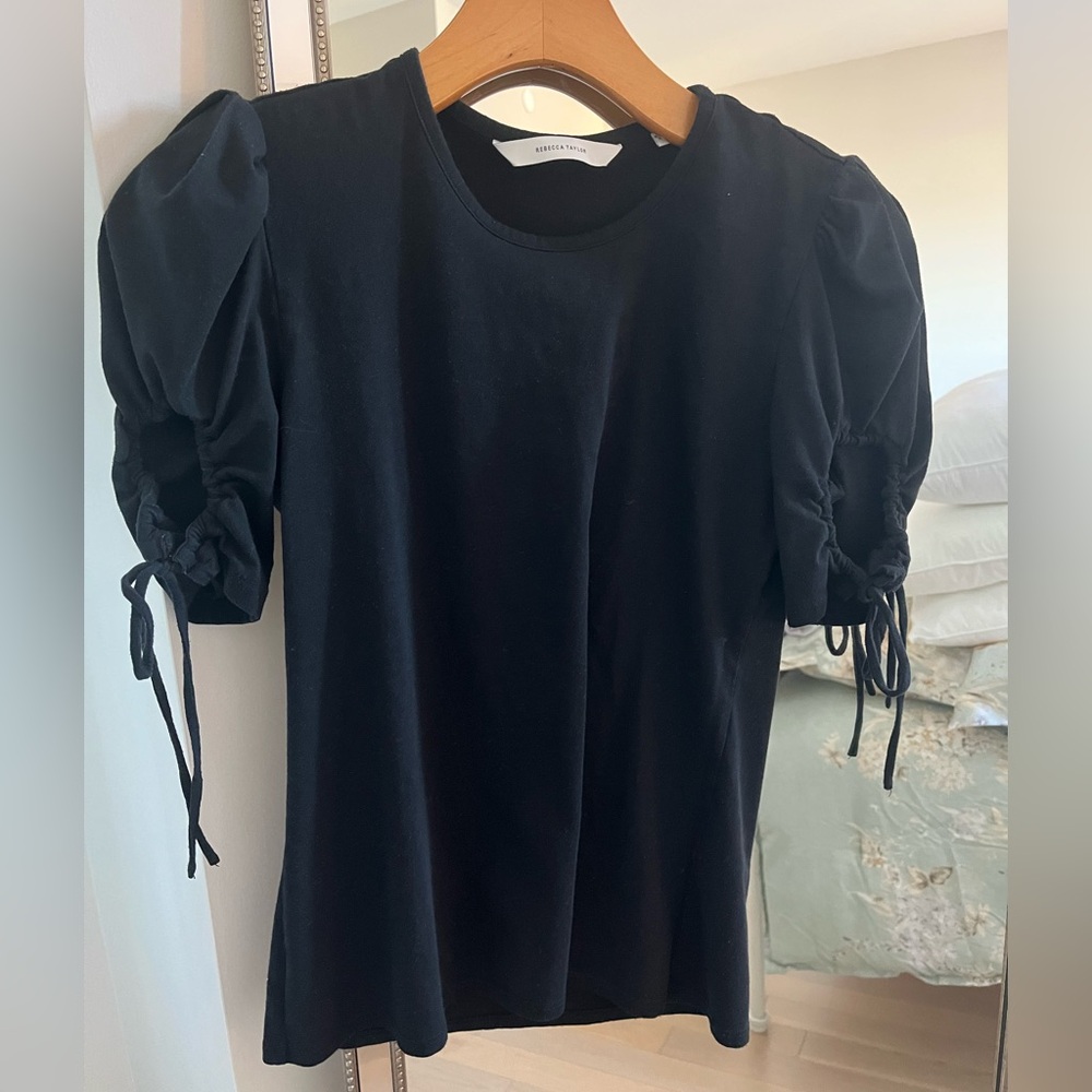 Rebecca Taylor Black Puff Sleeve Tee